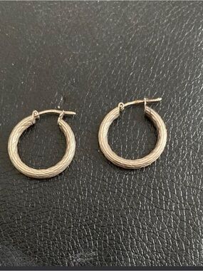 925 silver Classic Textured Hoop Earrings